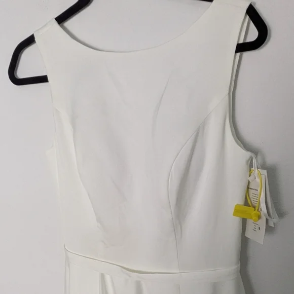 Off White Boatneck Midi Wedding Dress Romantic Lace-Up Back and bow Sz 6 NEW - Picture 16 of 16